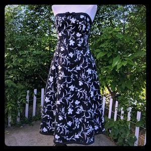 Halter top strapless black white tea dress 8